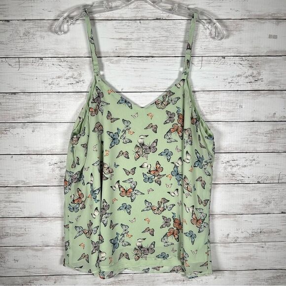 Torrid Sophie Swing Cami Tank Mint Butterflies Sz O/12 L - Picture 6 of 7